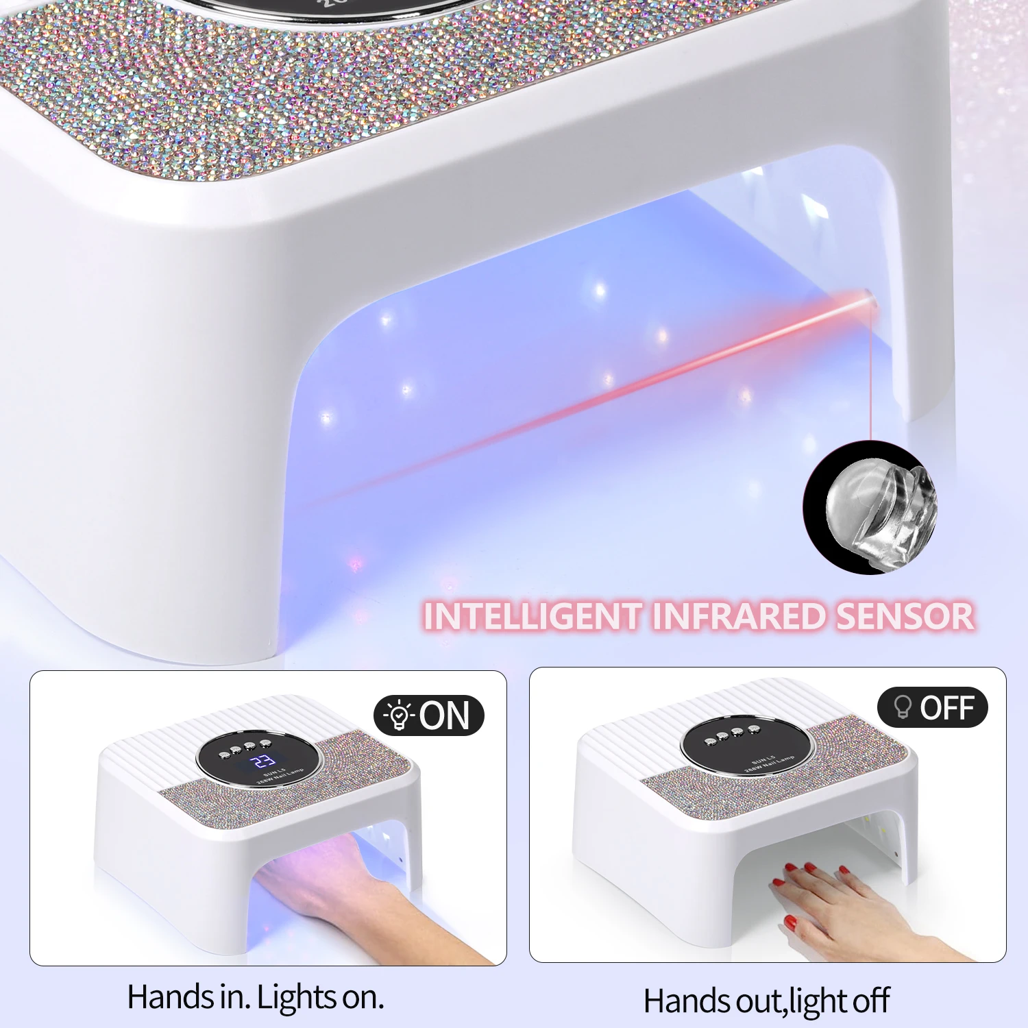 Профессиональная лампа для сушки гель-лака Yikoolin 1 шт. с 4 настройками таймера и