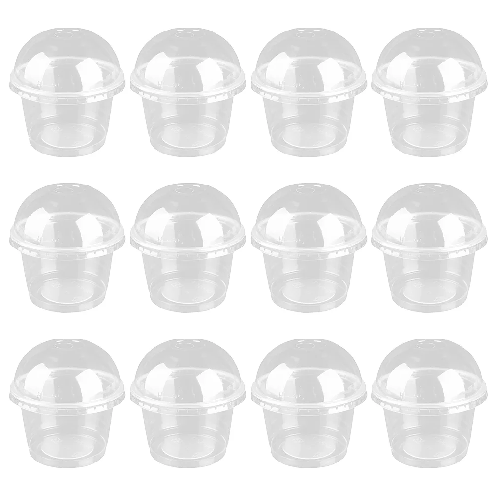 

100Pcs Transparent Mousse Cup Latte Cup Dessert Bowls Disposable Smoothie Bowls Yogurt Cups Plastic Cups with Dome Lid