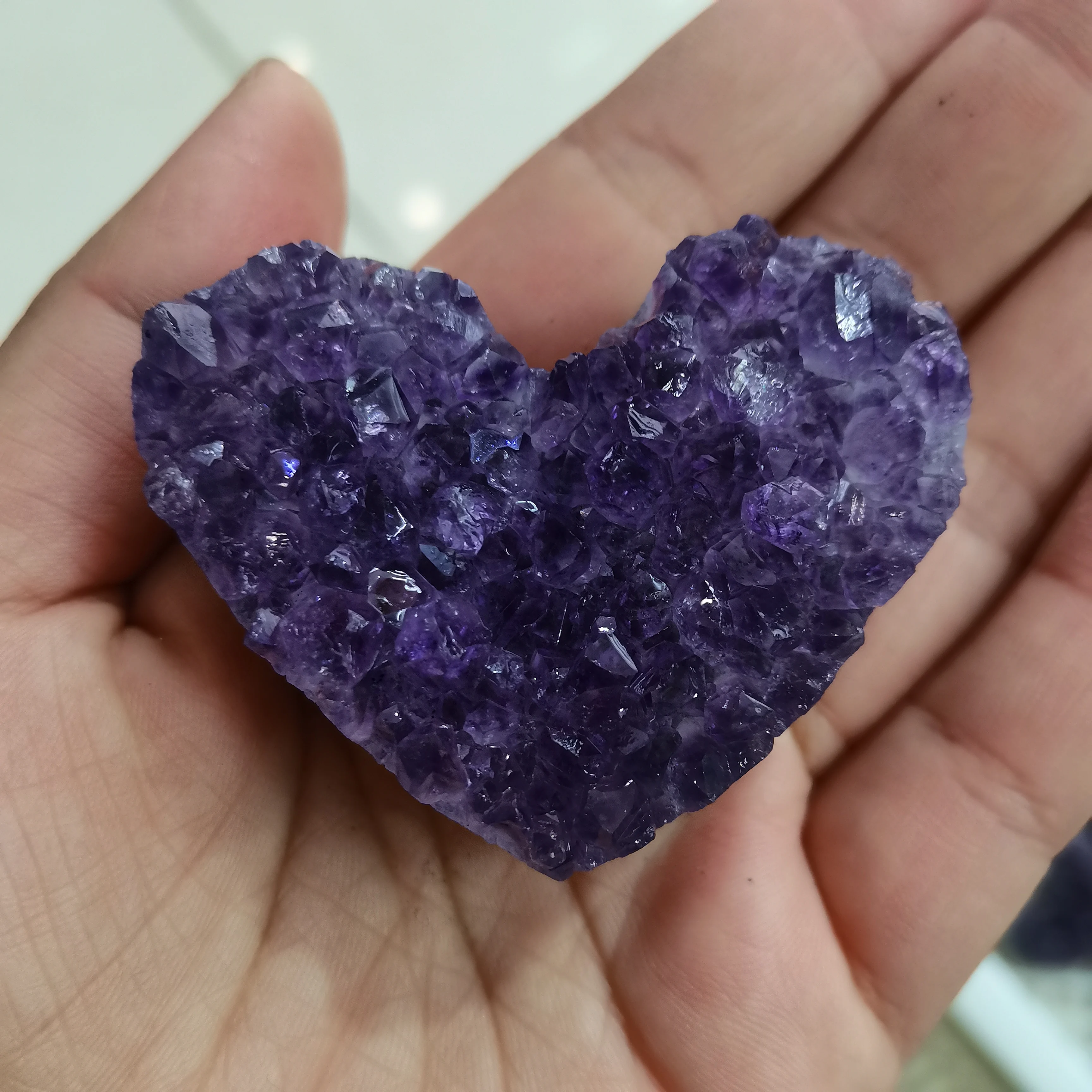 

120g Natural Crystal Raw Stone Amethyst Heart Shape Cluster Healing Stone Amethyst Rough Gemstone For Jewelry Making