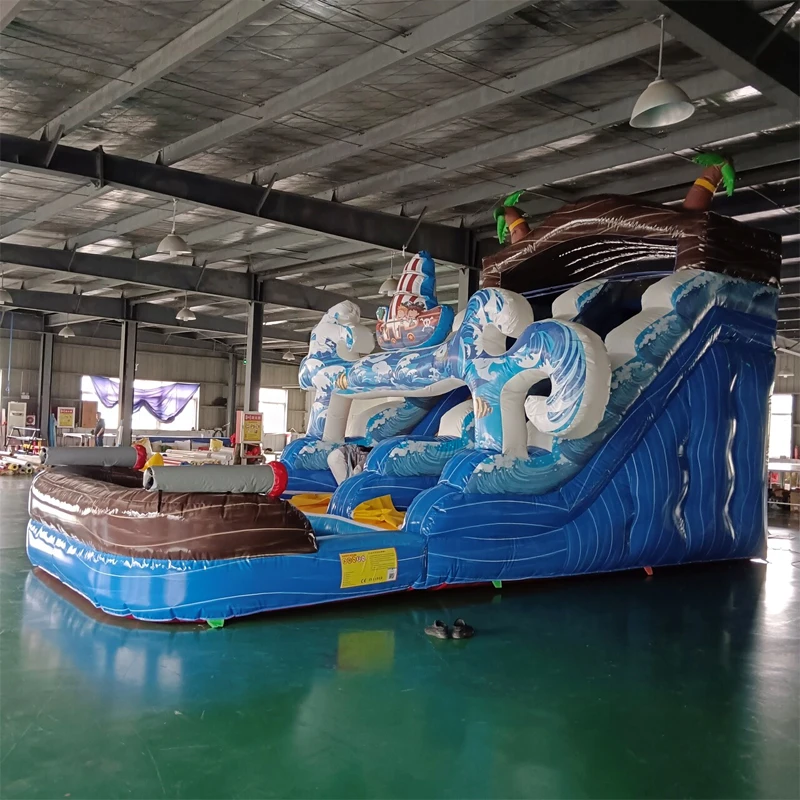 Гигантская надувная водная горка в стиле пиратского корабля популярный дизайн