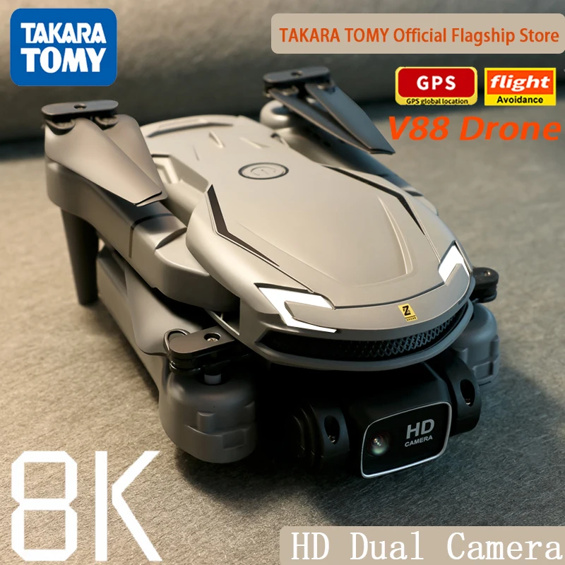TAKARA TOMY Original V88 Drone 8K GPS Professional HD Aerial Photography DualCamera Omnidirectional Obstacle Avoidance Quadrotor