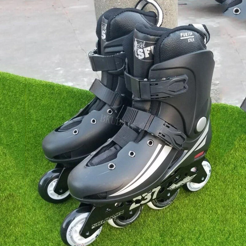 All Adult Straight Wheel  Flat Figure Skating  Inline Roller Skating Skating Shoes Children's Fancy Speed  Inline Roller  Skates