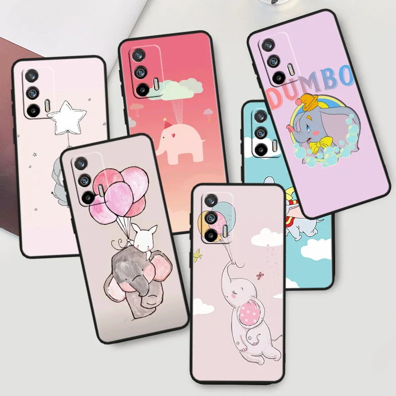

Dumbo Flying Elephant Style For OPPO Realme X50 X3 X2 GT2 Neo 3T Pro C35 C31 C30S C25S C21Y C15 C11 C3 C2 Black Phone Case