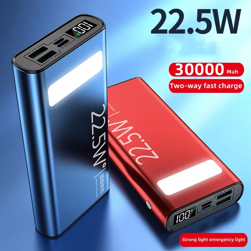

2022NEW 30000mAh Power Bank with High Capacity Outdoor Travel Portable Fast Charging 100000mAh Poverbank for Xiaomi Samsung IPho