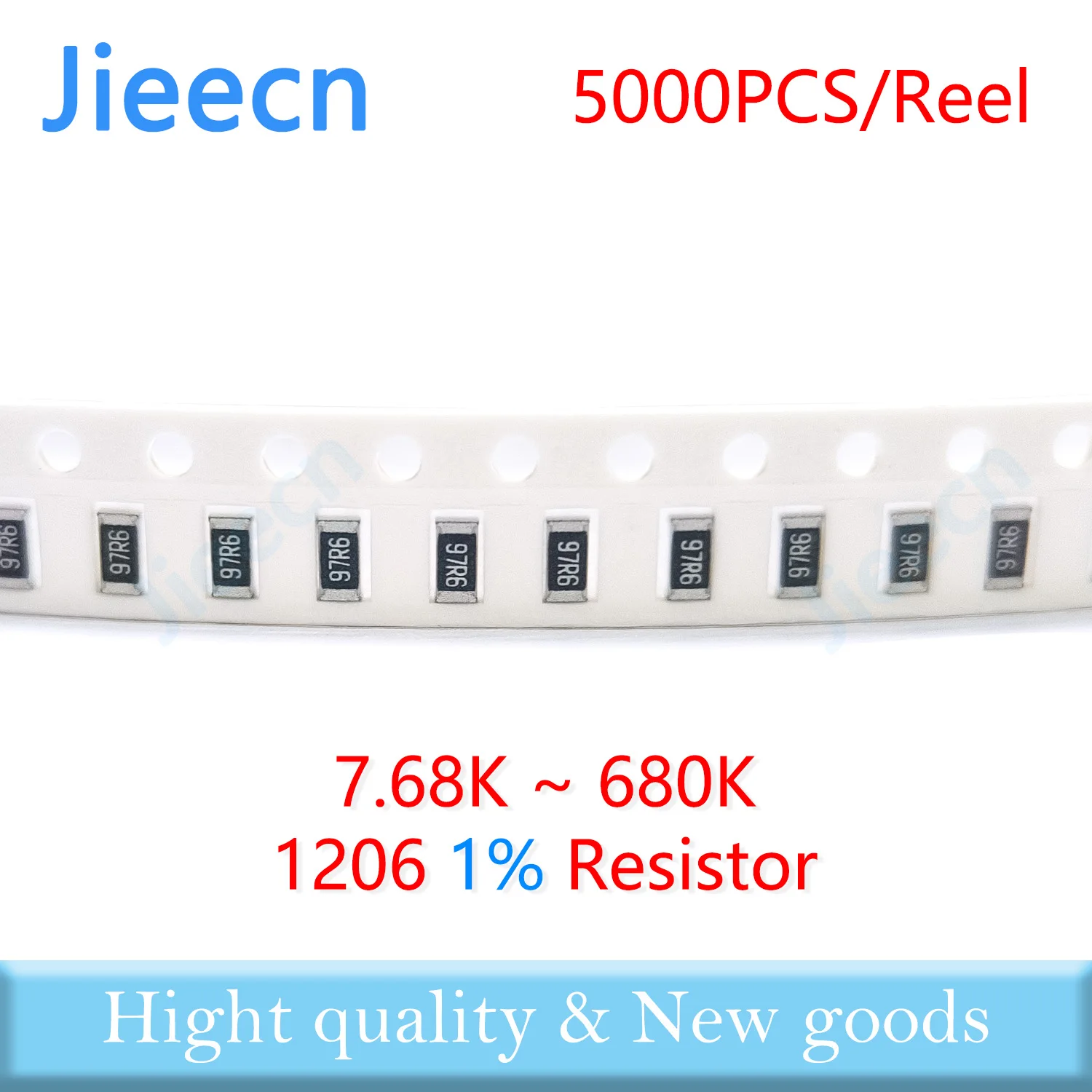 Jieecn 5000 шт. 1206 F 1% SMD резистор 7 68 K-680K 1/4W 10K 9 76 K 11K 12K 13K 15K 16K 18K 49 499K 97 6 110K 100K ohm 3216