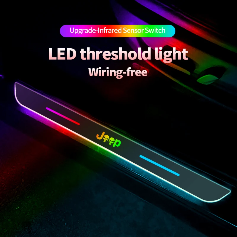 

Customized Car LED Welcome Pedal Car Scuff Plate Pedal Door Sill Pathway Light For Jeep Cherokee WK WK2 WJ WG Accessories