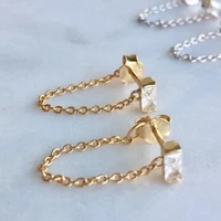 elegant gold color chain drop crystal dangle earrings for women korean fashion rhinestone long tassels earring wedding jewelry