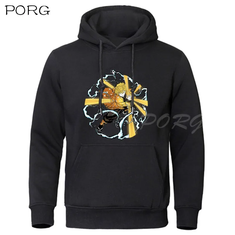 

Kimetsu No Yaiba Zenitsu Hooded Men Sweatshirts Fleece Anime Pullover Hoodies Women Streetwear Male Hoodies For Men Dropshipping