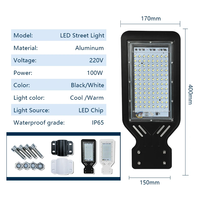 Led Street Light AC110V 220V Lot Yard Barn Outdoor Wall 100W Waterproof IP65 Lamp Industrial Garden Square Highway Area Parking images - 3