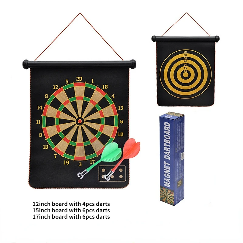 

Dart Board Magnetic for Kids Adult 12/15/17 Inches Target Dartboard Indoor Shooting Game Double Sided Target Darts Flights Set