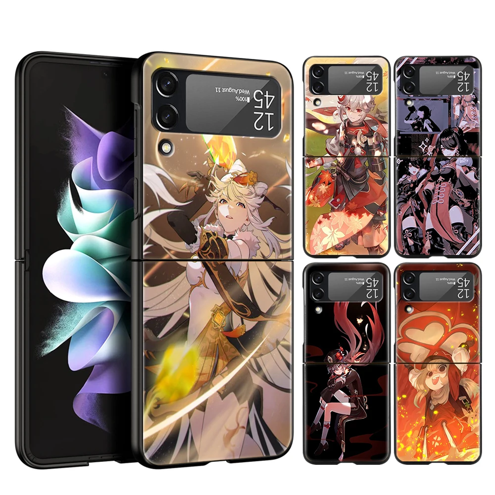 

Genshin Impact Hard PC Phone Case For Samsung Galaxy Z Flip 4 Black Cover For Galaxy Z Flip 3 5G Foldable Shockproof Case Coque