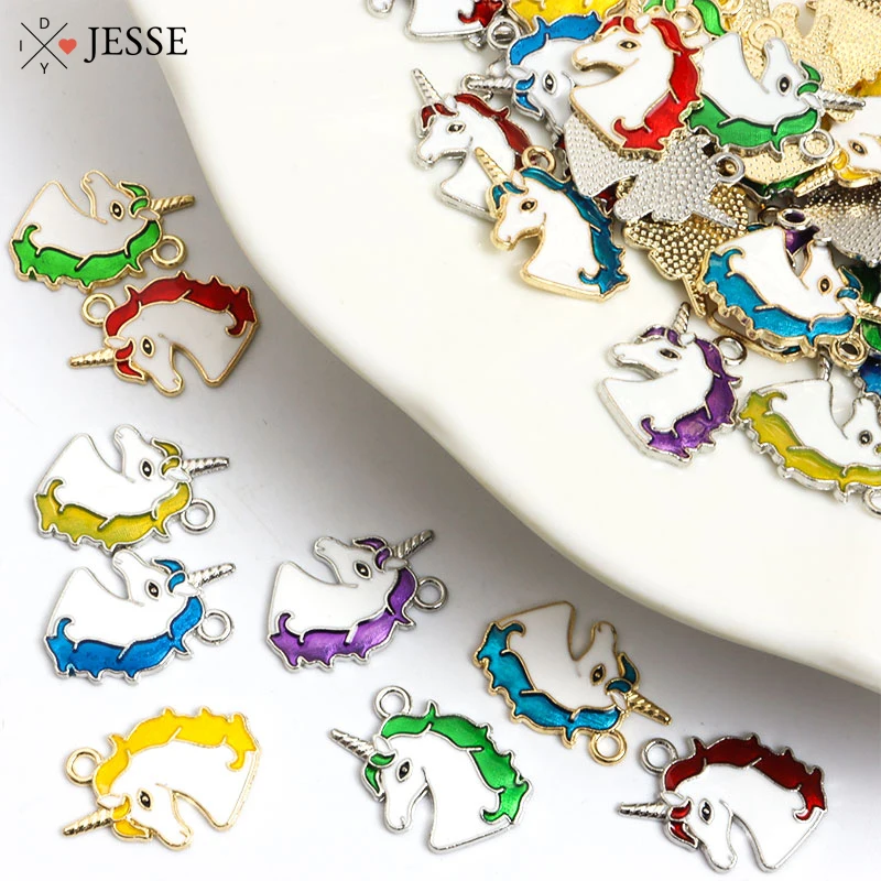 

10Pcs Enamel Lucky Unicorn Charms Alloy Metal Small Animal Pendant For Jewelry DIY Making Cute Women Party Gifts Accessories