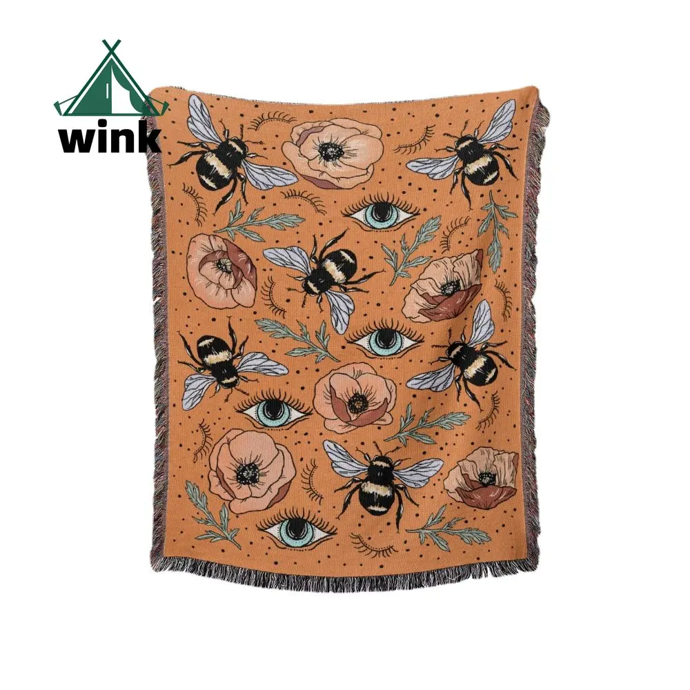Bee Camping Multifunctional Chenille Outdoor Picnic Blanket Sofa Cover Cover Blanket Bohemian Blanket
