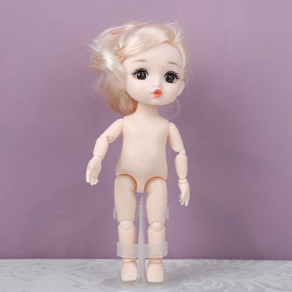 

Mini girl cute face 16cm Bjd 1/12 Short Boy Hair Sleeping Pig Naked Body Dress Up Fashion Dolls for Girls Gift DIY Toys