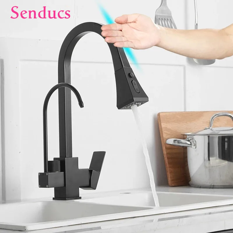 

Hot Cold Kithen Sink Faucet with Taps for Drinking Water Pull Out Brass Fliter Kitchen Water Faucet Touch Kitchen Water Taps