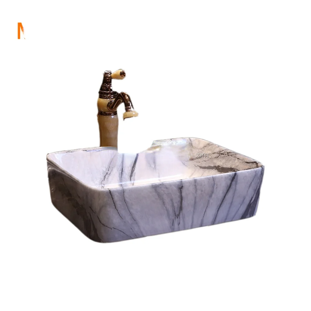 

Luxury bathroom art sink ceramic marble style hand made basin