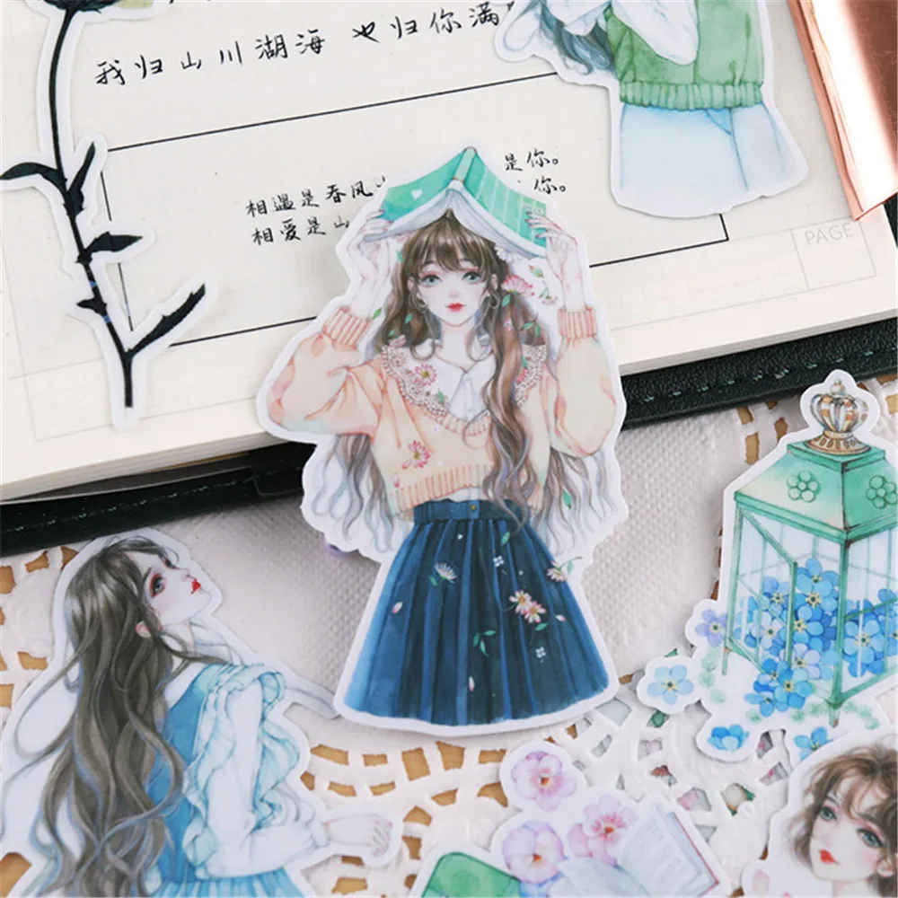 

15pcs Ins Fashion Girls Stickers Vintage Kawaii DIY Craft Label Diary Scrapbooking Planner Decorative Stationery Sticker