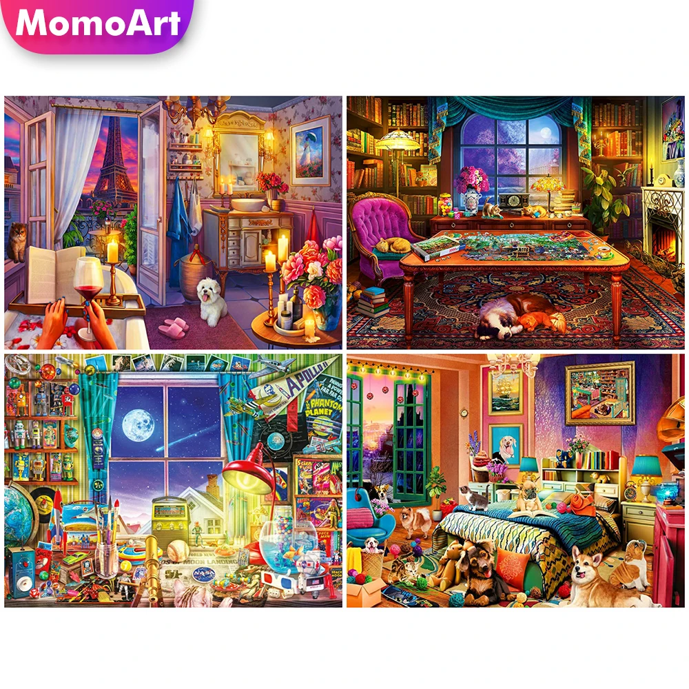 

MomoArt DIY алмазная мозаика дом картина стразами алмазная вышивка пейзаж вышивка крестиком набор живопись бисером стены декор