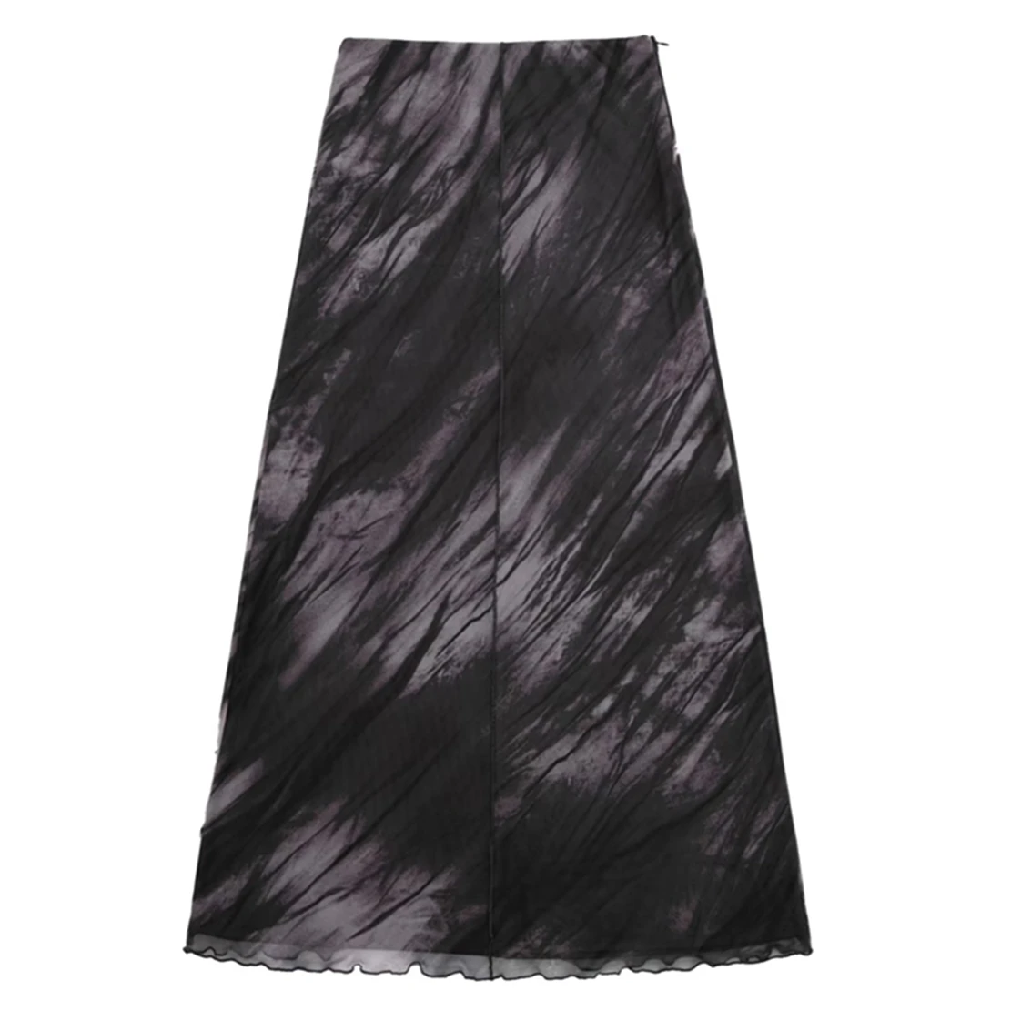 

Maxdutti High Street Ink Printing Skirts Fashion Tulle Midi Skirts Women