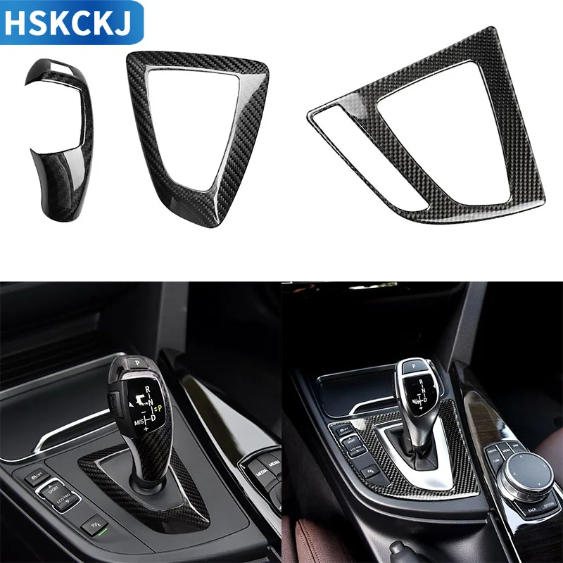 

Real Carbon Fiber Car Accessories Interior Gear Shift Panel Cover Trim Decoration Styling For BMW F30 F34 GT 2013-2018
