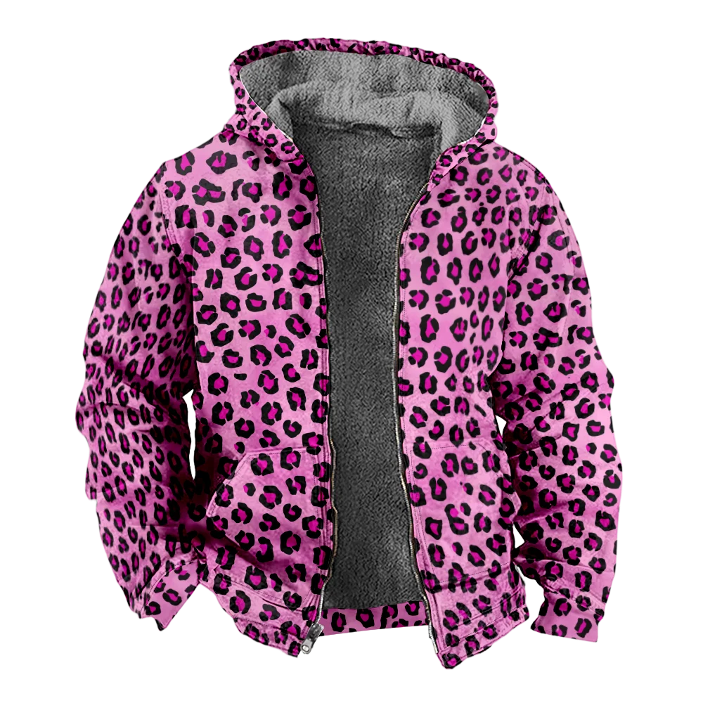 Men's Winter Jackets Coats vintage leopard Pattern Cotton Clothes Overcoat Comfortable Korean CASUAL