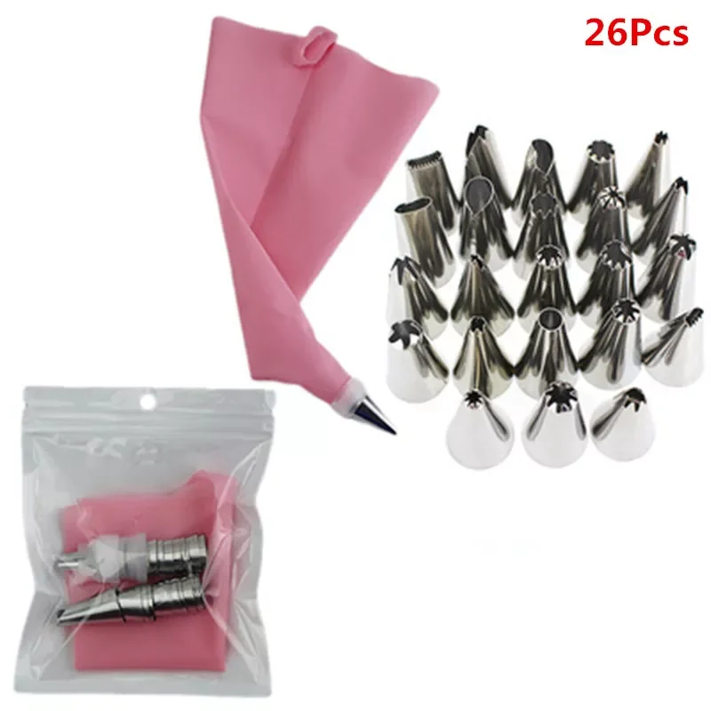 

8/ 14 Pcs Silicone Pastry Bags Tips Cake Icing Piping Stainless Cream Nozzle Cupcake Decorating Tools Cake Nozzles Pastry Bags