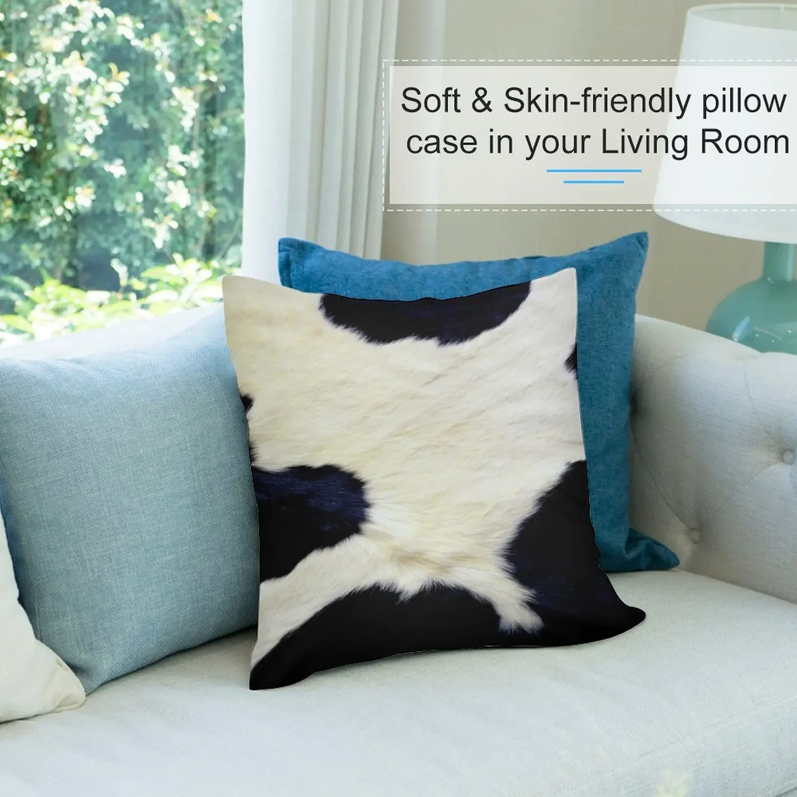 Черно-белый узор коровы (топированный образ меха ТОЛЬКО) Декоративная подушка