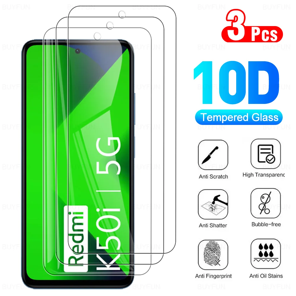 

Закаленное стекло для Xiaomi Redmi K50i Redmik50i, 6,6 дюйма, 3 шт.