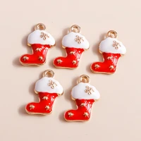 10pcs 10x16mm cute christmas charms for jewelry making enamel xmas boots charms pendants for diy necklaces earrings crafts gifts