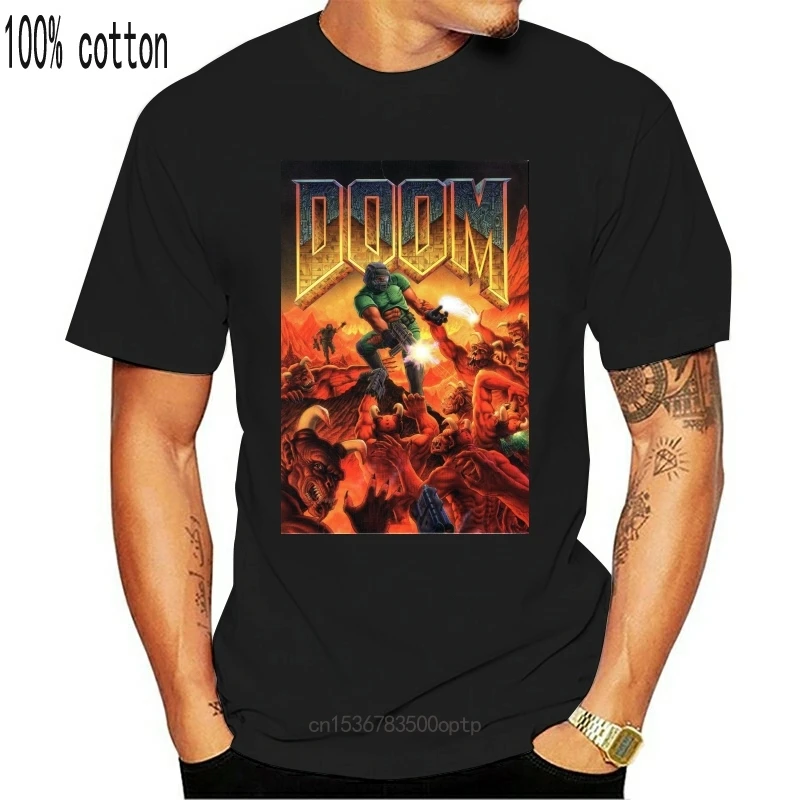 Топы Doom футболка видео игра классическая коробка искусство винтажный Ретро ПК