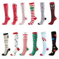 2022 new compression stockings unisex christmas interesting pattern running fitness sports socks varicose vein socks