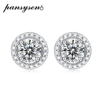 pansysen classic 925 sterling silver 0 5ct real moissanite wedding engagement stud earrings 18k white gold color fine jewelry
