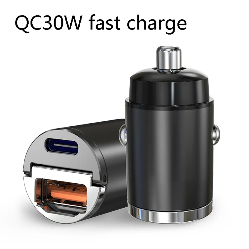 

30W Mini USB C Car Charger PD QC 3.0 Super Fast Charging Adapter For IOS 12 13 Xiaomi Oneplus Mobile Phones Adapter