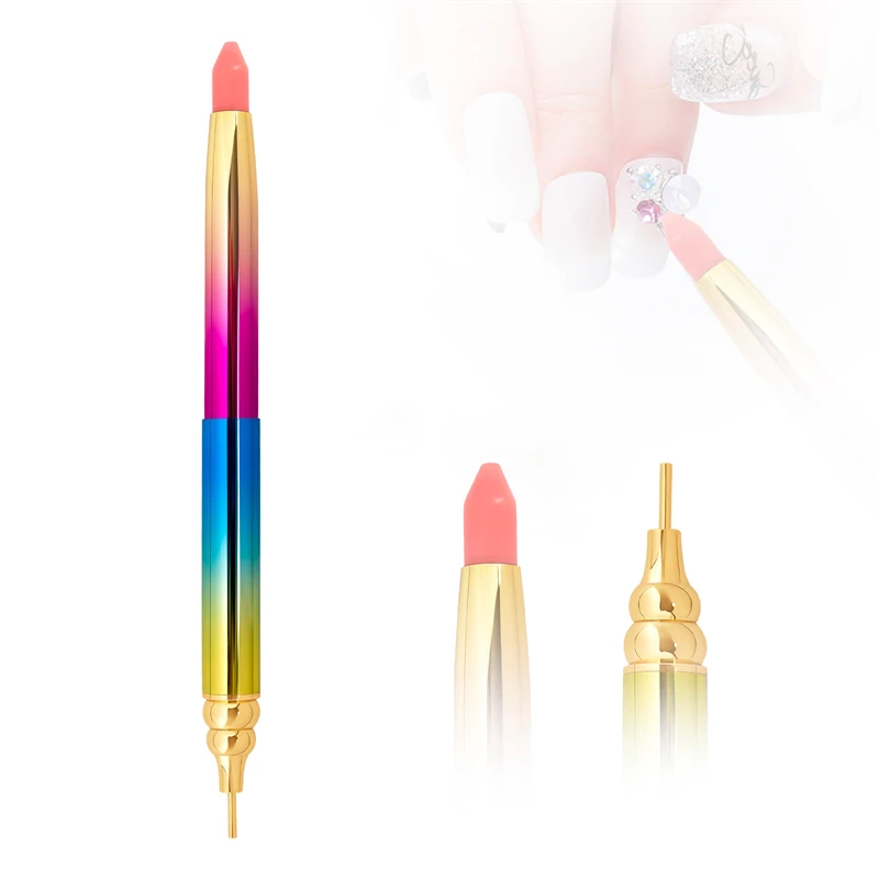 

Dual Heads Retractable Nail Dotting Pen Gradient Dazzling Handle Wax Pencil Nail Art Studs Dotter DIY Point Drill Manicure Tools