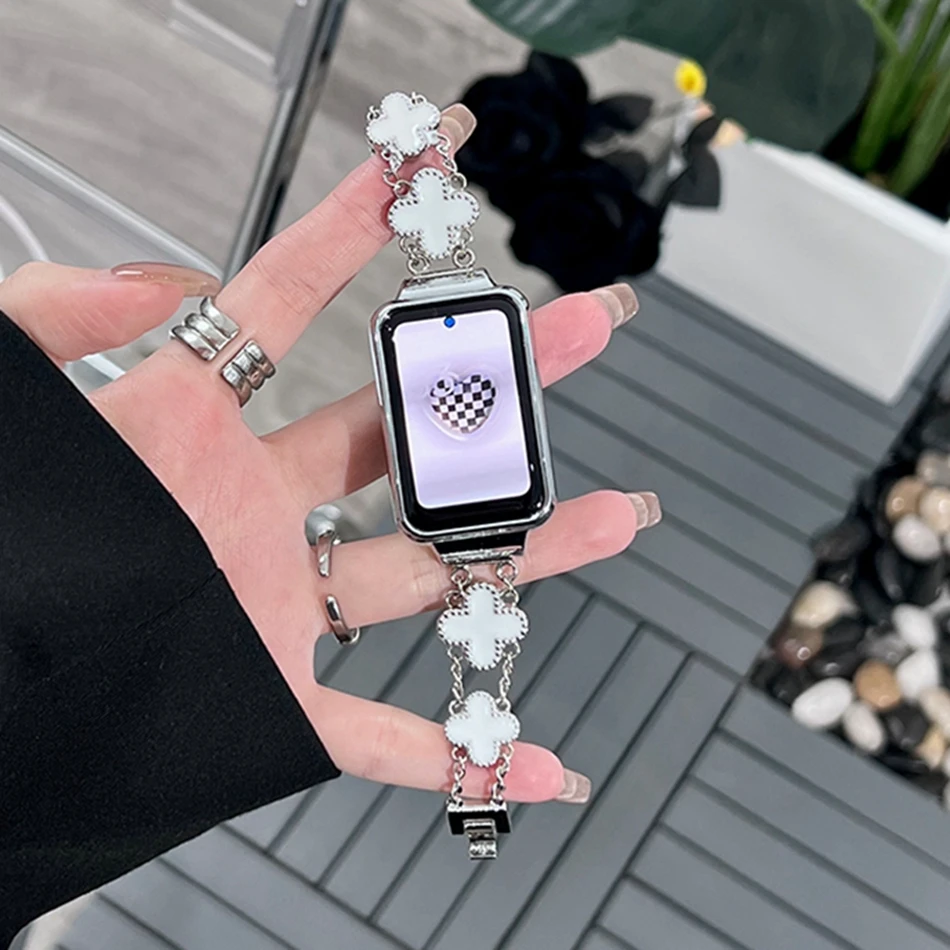 

For Xiaomi Mi Band 7 Pro Strap Luxury Flower Chain Stainless Steel Wristband Bracelet Miband 7 Pro Replacement Watchband Correa