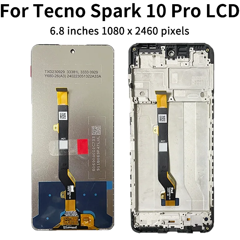 Фото OEM для Infinix Tecno Spark 10 Pro/10C/10 ЖК-дисплей, сенсорная панель, дигитайзер в сборе KI7 KI5k KI5q, рамка дисплея №4