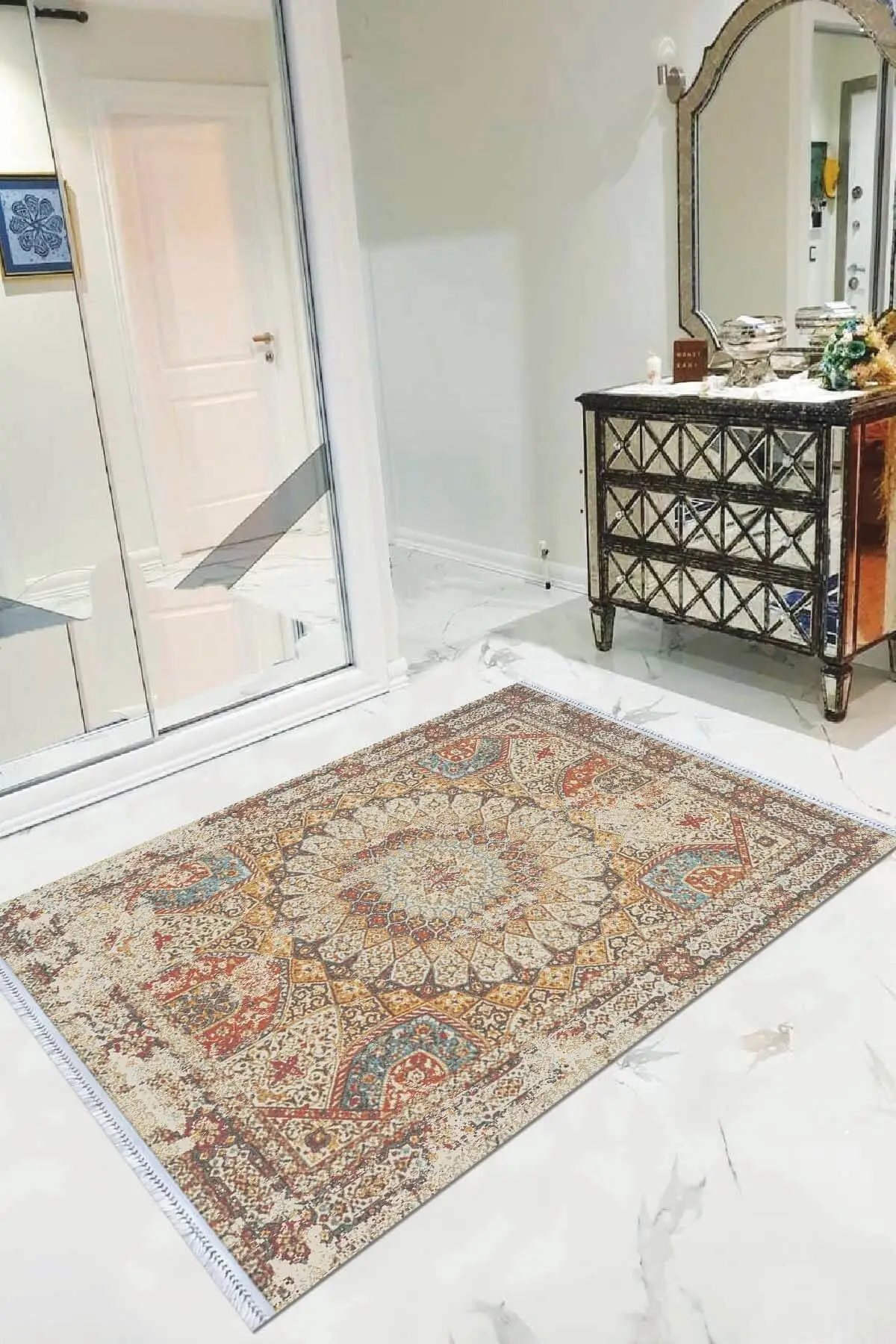 

Хлопковый нескользящий коврик, высококачественный богемный ковер ручной работы, тканый хлопковый ковер, Стирка в стиральной машине, Роскош...