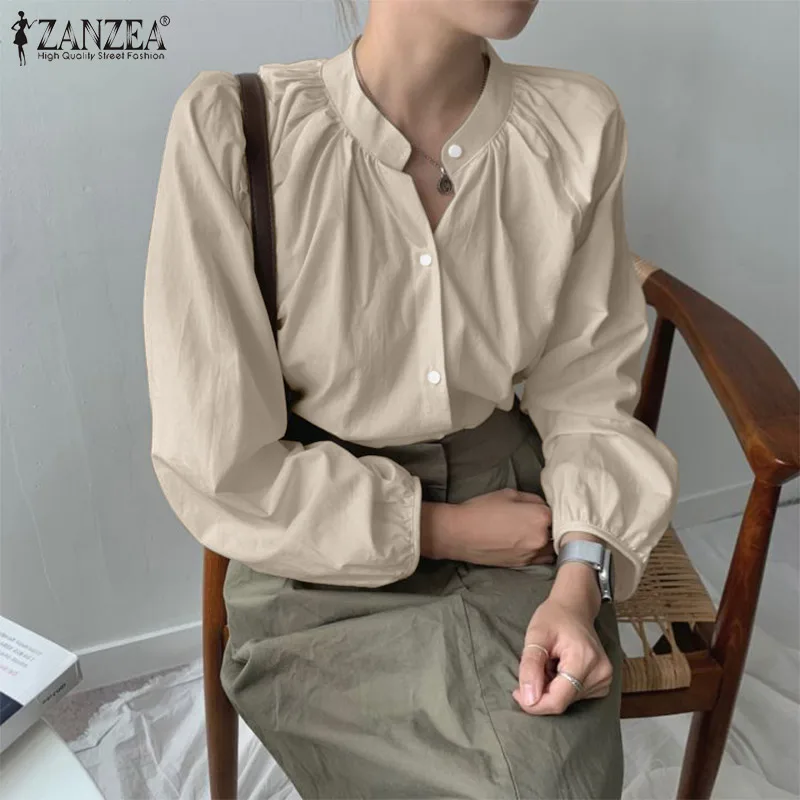 

Women Spring Long Sleeve Blouse 2022 ZANZEA Elegant OL Shirt Casual Tunic Tops Chemise Mujer Fashion Buttons Down Work Blusas
