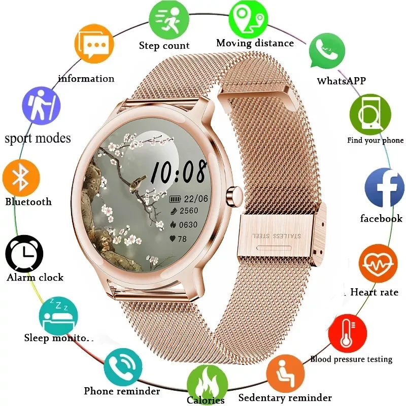 

2021 New Smart Watch Women Physiological Heart Rate Blood Pressure Monitoring For Android IOS Waterproof Ladies Smartwatch