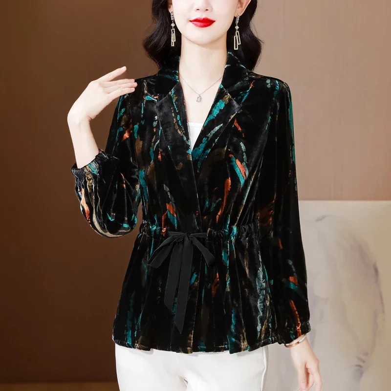 Легкий роскошный бархатный женский пиджак 2024 весна и осень новая мода красочный