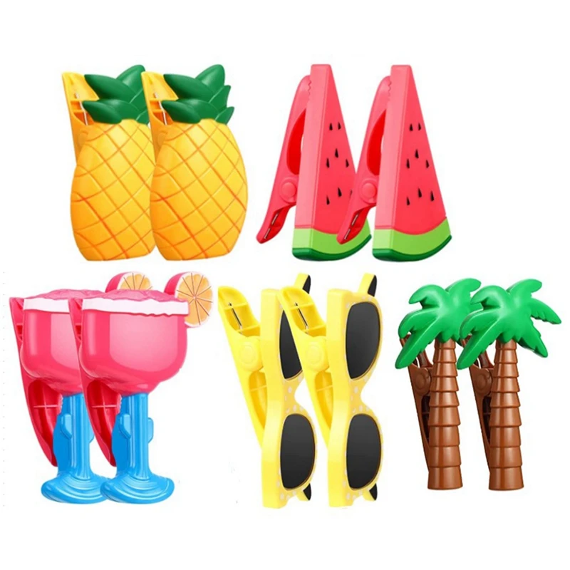 

10 Pcs Beach Towel Clips Portable Chair Holders Bright Color Towel Clips Plastic Cute Clothes Clips
