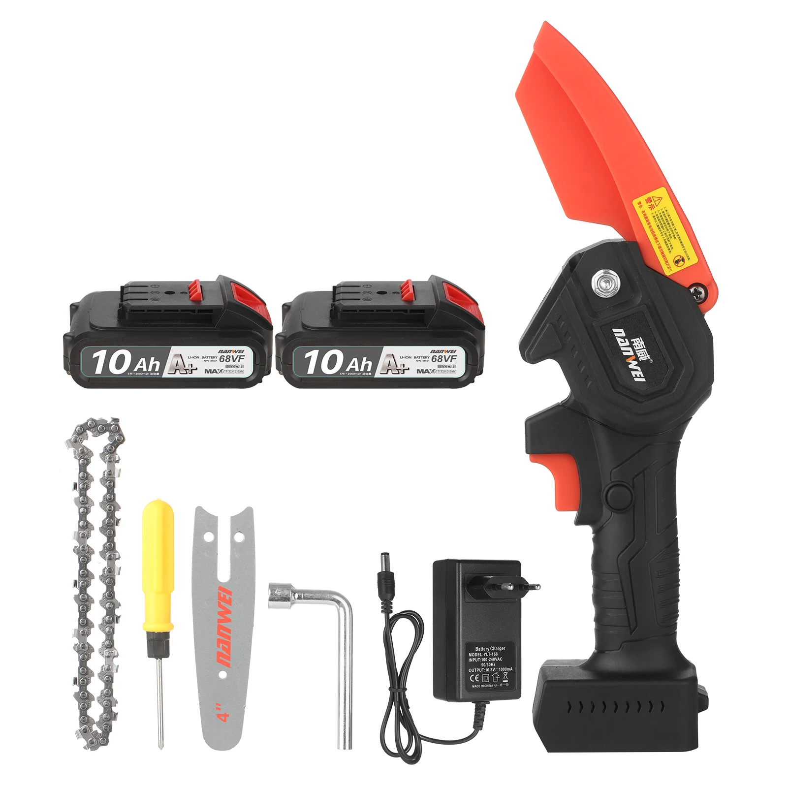 

21V Mini Cordless Chainsaw 4-Inch Electric Brush Pruning Saw 2.0Ah Rechargeable Lithium Battery Powered Tree Branch Pruner