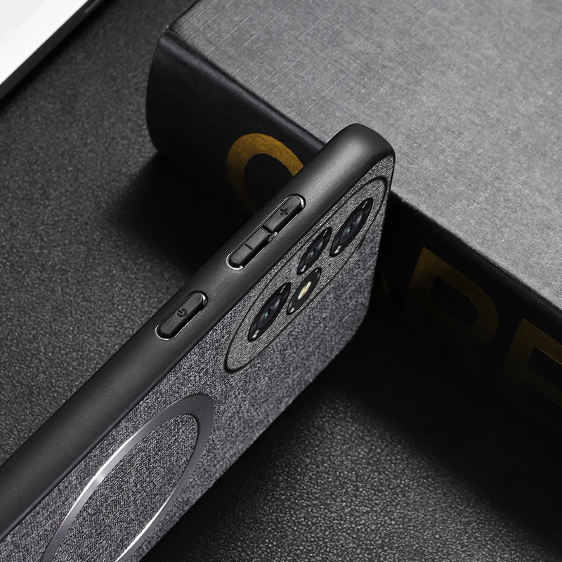 Тонкий тканевый текстурированный магнитный чехол с беспроводной зарядкой для