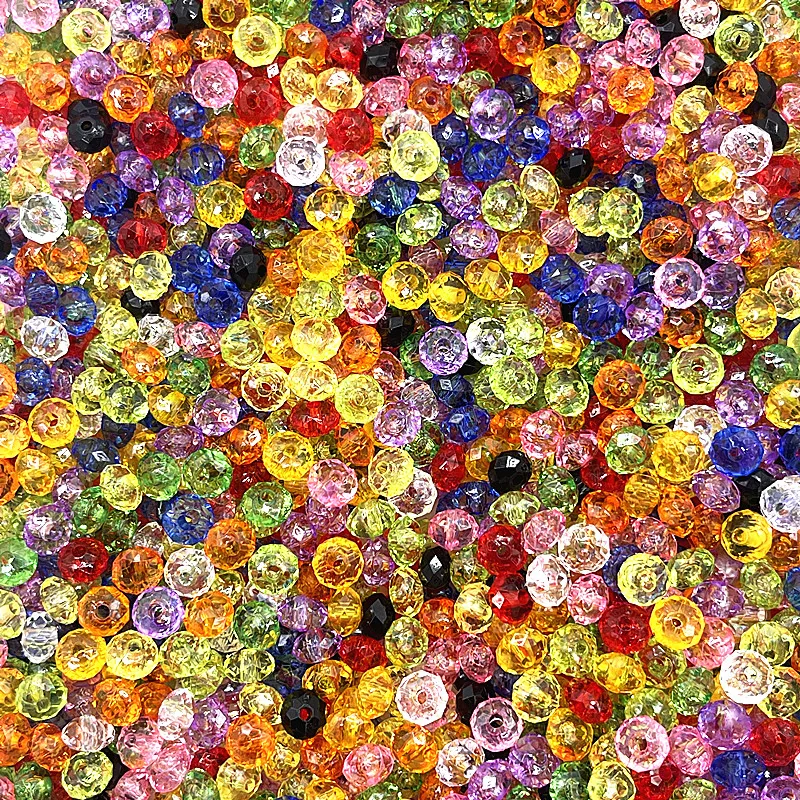 Прозрачные граненые плоские акриловые бусины 6/8/10 мм с отверстием для