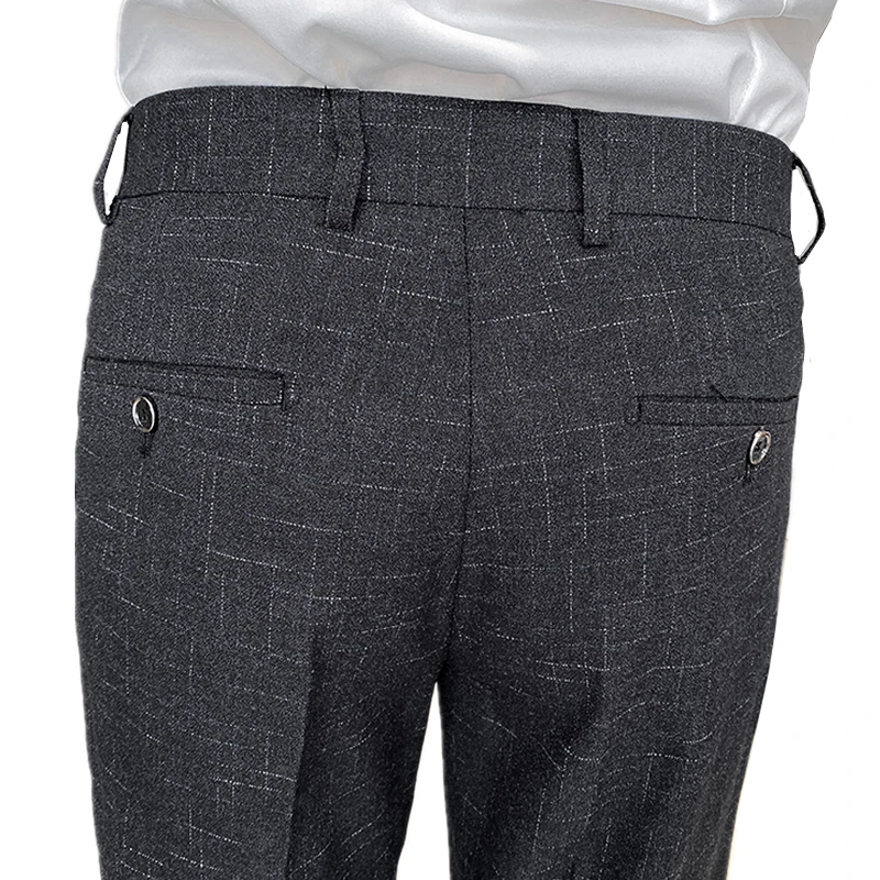 Черные мужские костюмные брюки в полоску модные приталенного кроя подходят для