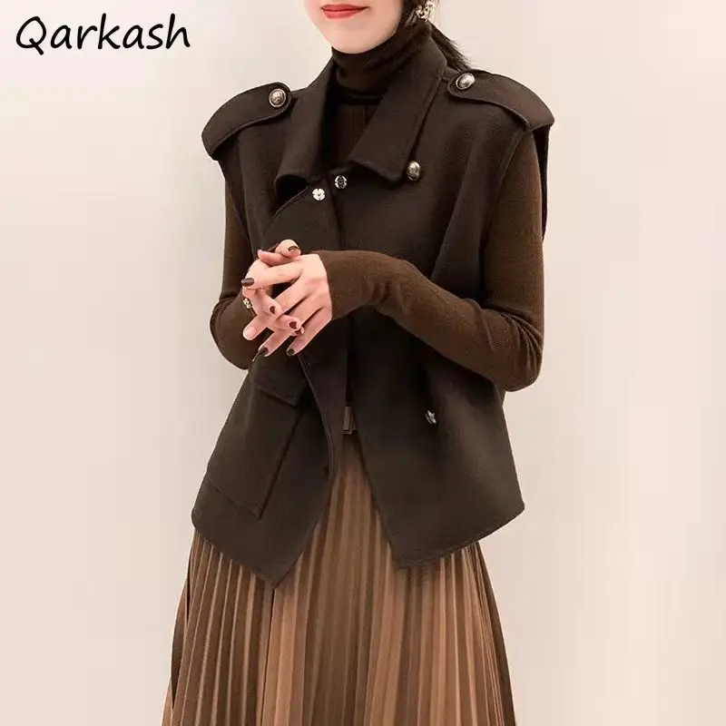 

Женский жилет с карманами, базовая одежда, подходящая ко всему модная Женская Популярная винтажная Осенняя Повседневная уютная Классическ...