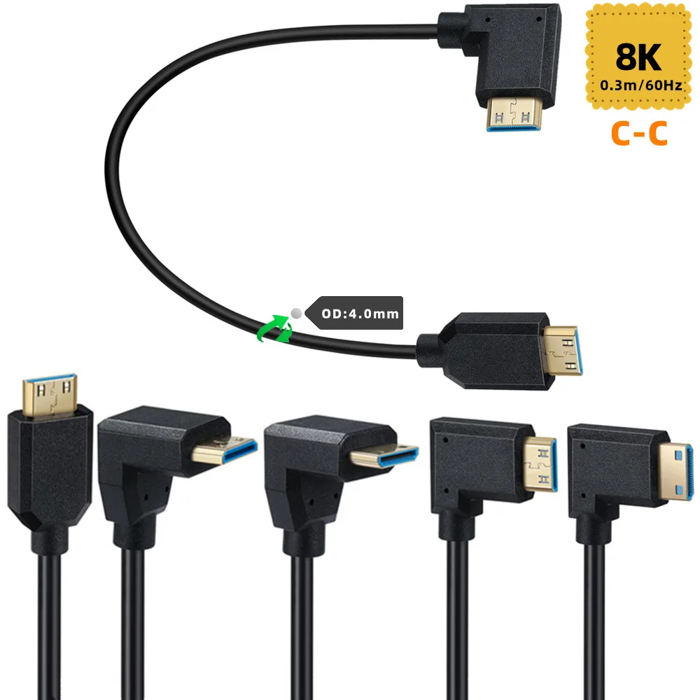 

OD4.0mm 8K 60Hz mini HDMI compatible male to male HDMI gold plated extension cable 0.3m