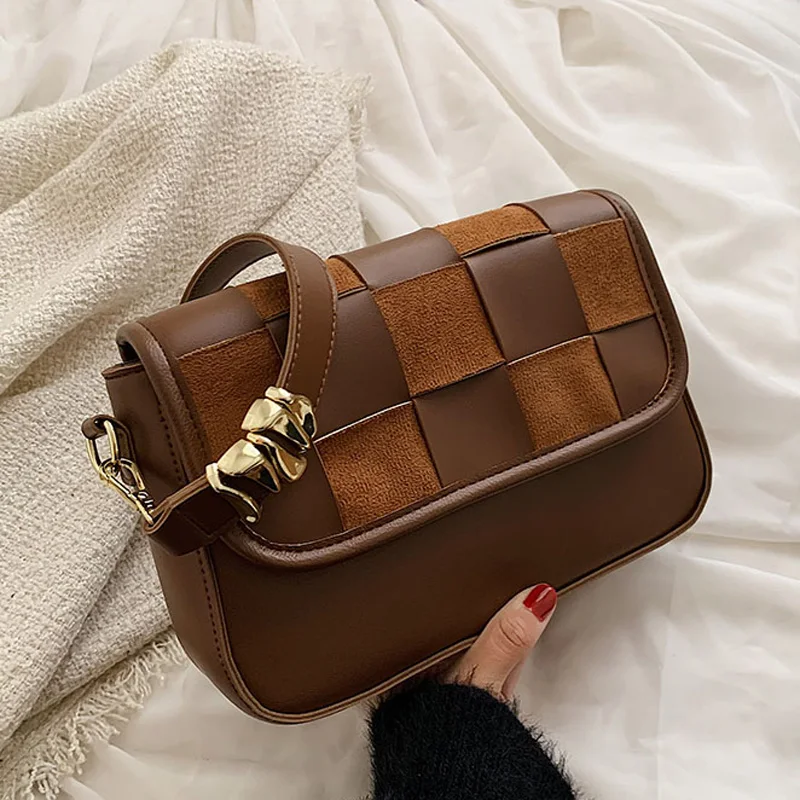 

Knitting PU Leather Shoulder Design Crossbody Bag Trend Women's Luxury Women Brand Handbags 2022 Fashion Hand Bag for Ladies