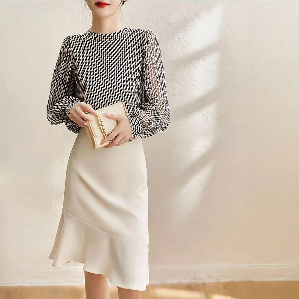 Элегантная женская дизайнерская шифоновая блузка Роскошный брендовый топ с