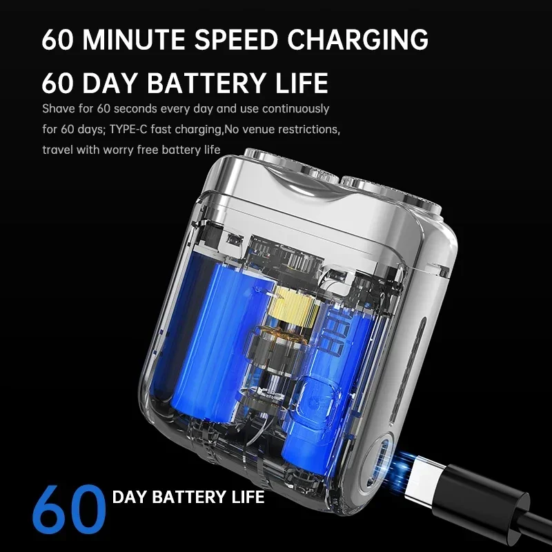Дорожная электробритва для мужчин, двойная плавающая магнитная головка лезвия, портативный нож для бороды, перезаряжаемая мини-роторная электрическая бритва